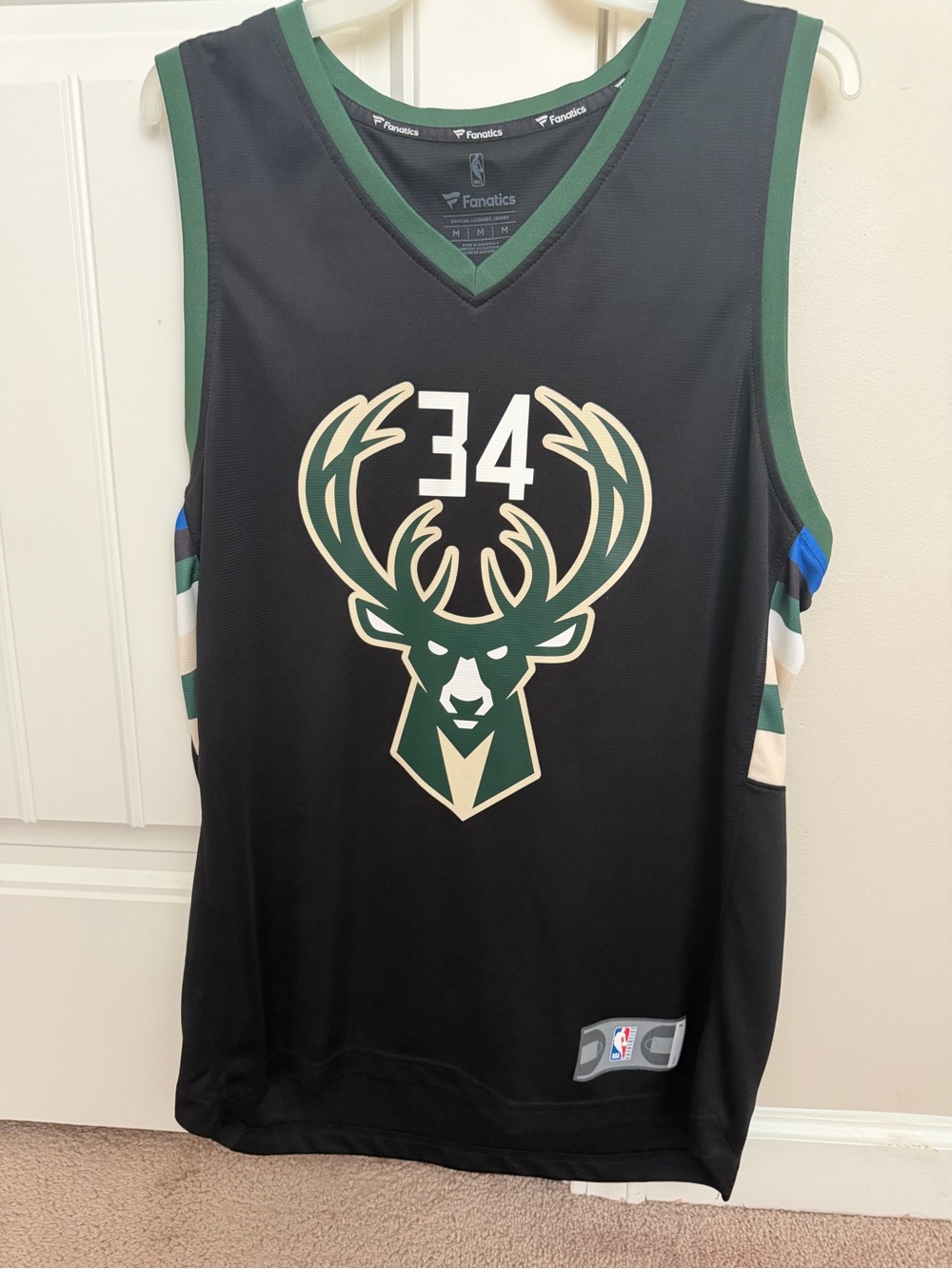 Fanatics Black Milwaukee Bucks #34 Deer Logo Jersey